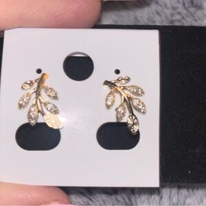 Elegant Gold Leaf Earrings 14k gold filled higher quality cz stones